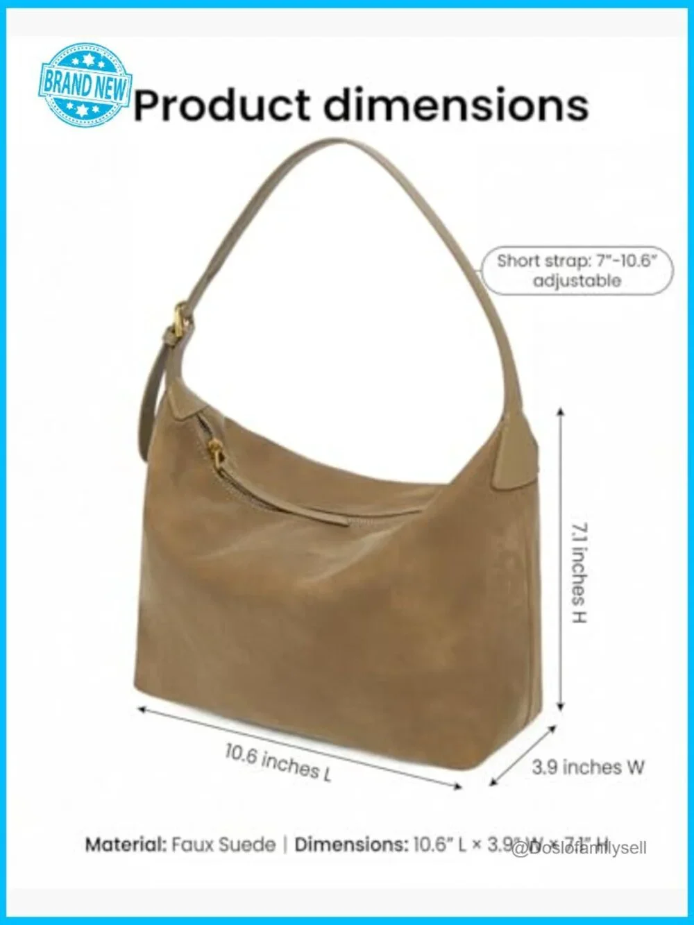 Medium Suede Hobo Bag Slouchy Crossbody Purse Adjustable Strap Shoulder Bag